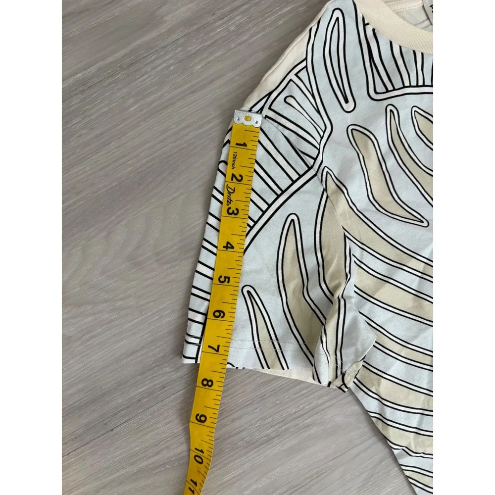 Tory Burch Women Shirt Zebra Column Graphic Print T-Shirt Cream Blue Portugal XS